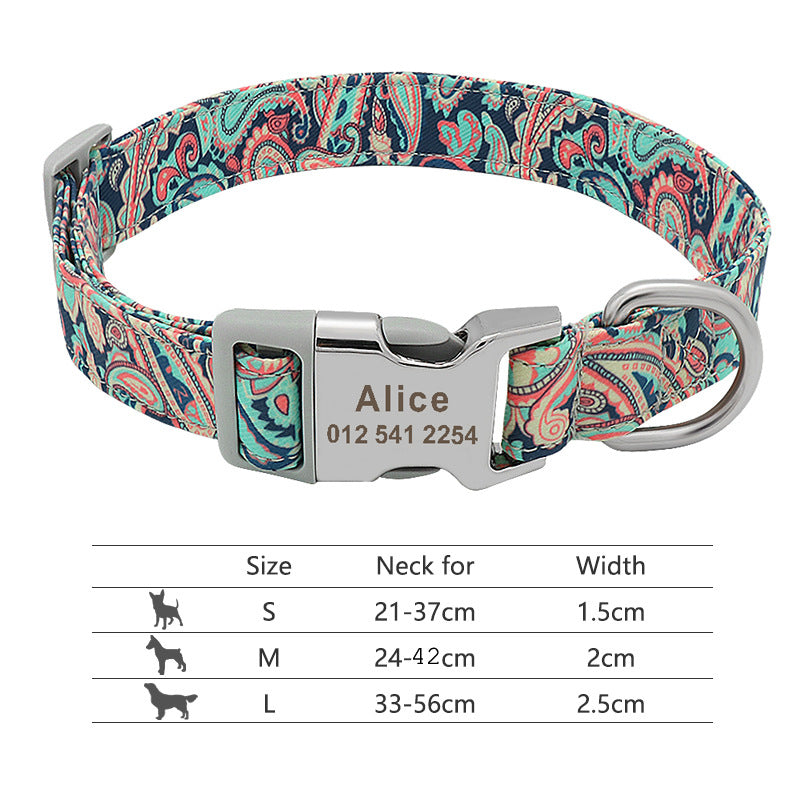 Collar de perro de nailon ajustable, identificación personalizada para perros y gatos