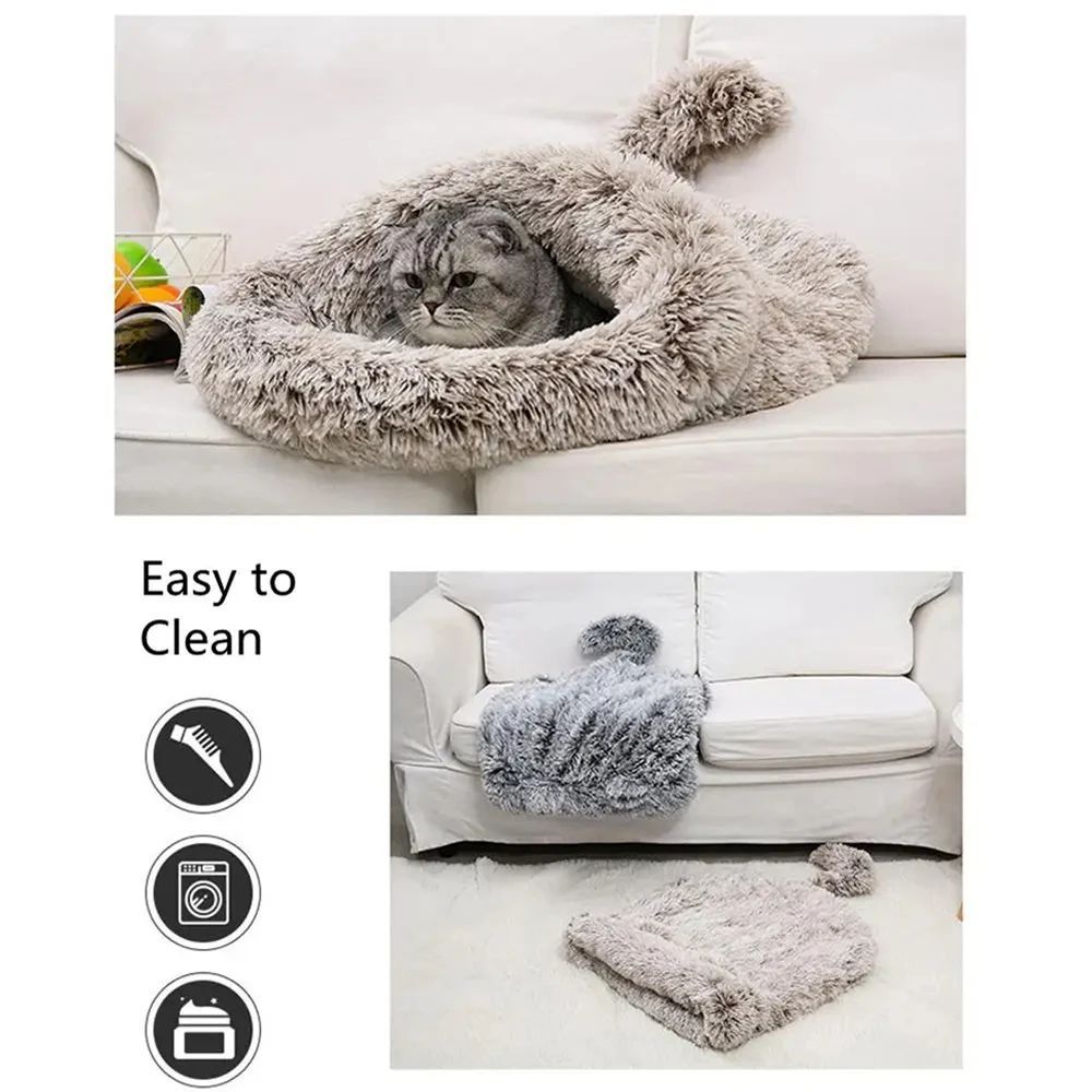 Plush Bag Cat Hideout House Winter Warm Mat Small Animals Puppy House Cat Sleeping Bed Dog Kennel Pet Bed Houses And Habitats