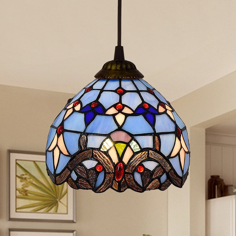 American Style Stained Glass Garden Dining Room Chandelier