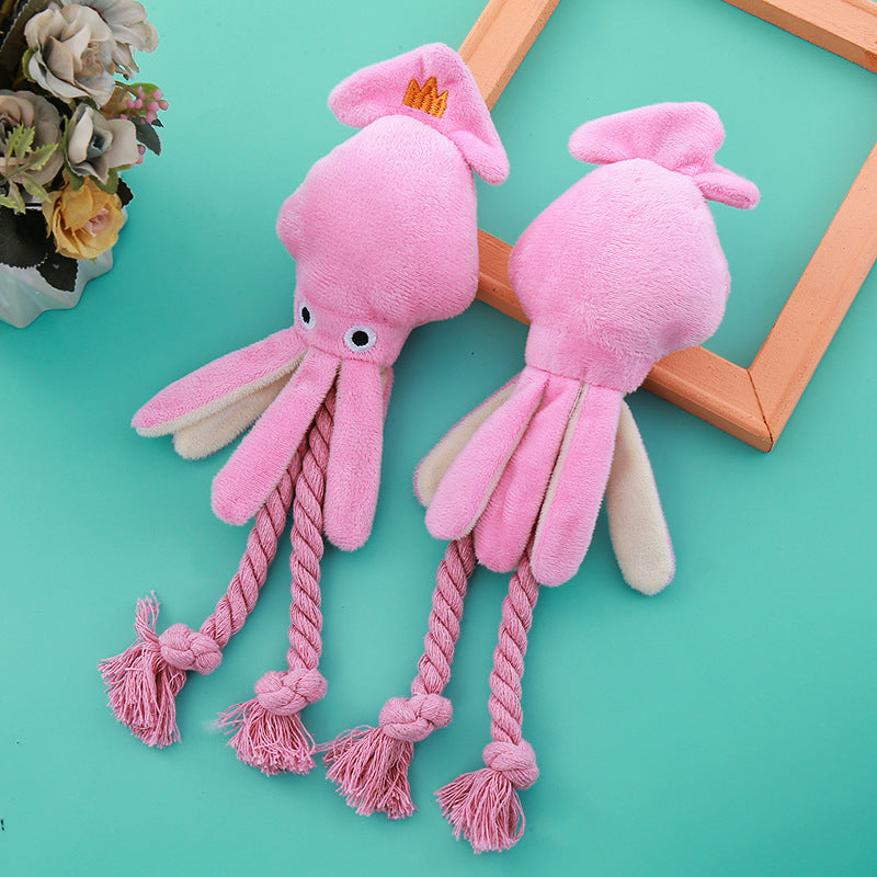 Vocal Cotton String Octopus Bite-resistant Teeth Cleaning Interactive Pet Toy