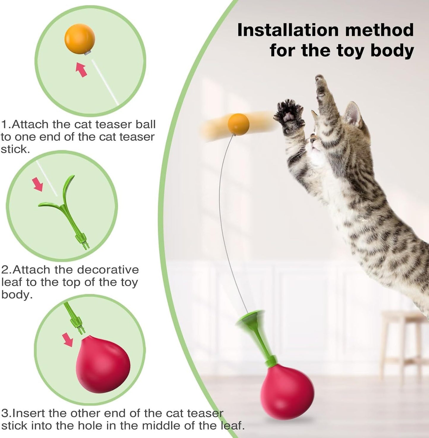 2 In 1 Cat Toy Interactive Cat Toy For Indoor Cats Self Righting Rocking Feather Cat Toy Multi Function Cat Ball Toy  Cat Digging Hole Toy Suitable As A Birthday Gift