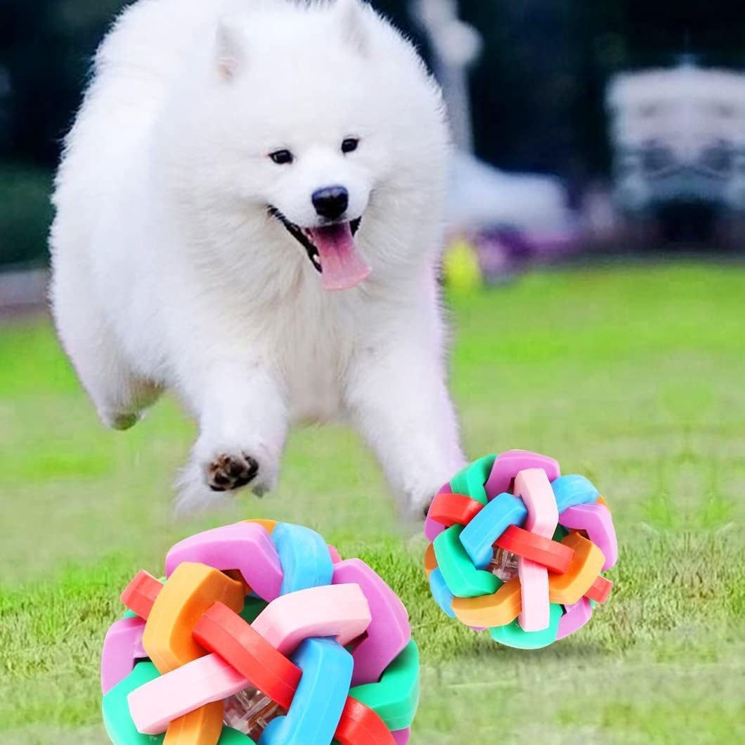 Pelotas para perros iluminadas, campanas con sonidos, pelota para perros, juguetes para masticar para perros intermitentes, pelotas de juego interactivas para saltar, pelota colorida para perros para gatos, perros pequeños, medianos y grandes