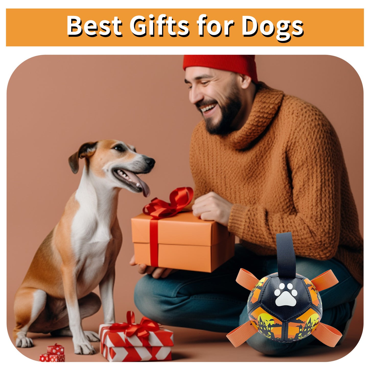 Juguetes interactivos para perros, balón de fútbol para perros con correas, fútbol para perros, pelotas para perros de tamaño pequeño, juguete acuático para interiores y exteriores, regalo para perros