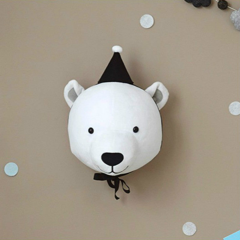 Decoración de pared con cabeza de Animal, colgante suave, adornos creativos para habitación de niños