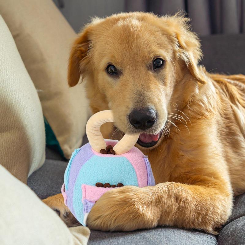 Pelota de peluche chirriante para perros, juguete para olfatear, ruidoso, juguete interactivo para limpiar los dientes, dispensador de golosinas con sonido de goma suave para perros