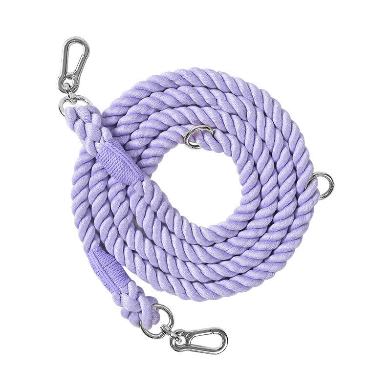 Woven Rainbow Running Dog Leash Multi-functional Hand Holding Rope Double Head