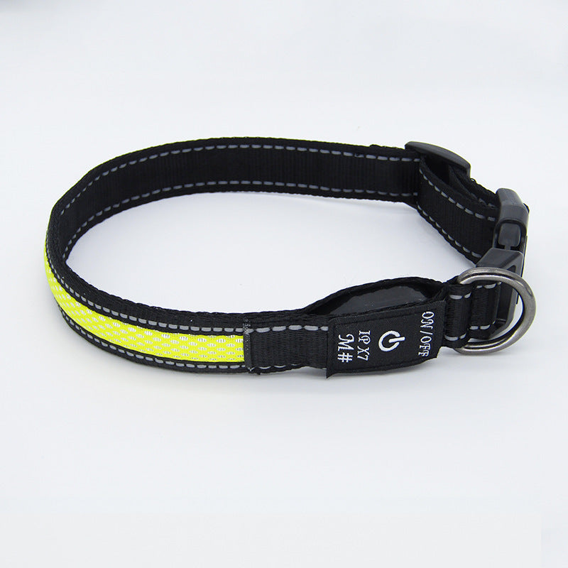 Collar para mascotas de malla de nailon luminoso LED, puerto de carga tipo c, resistente al agua