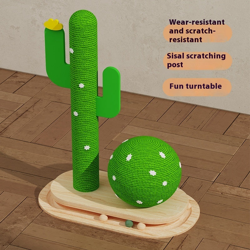 Juguete para gatos con forma de cactus y ruedas de madera maciza