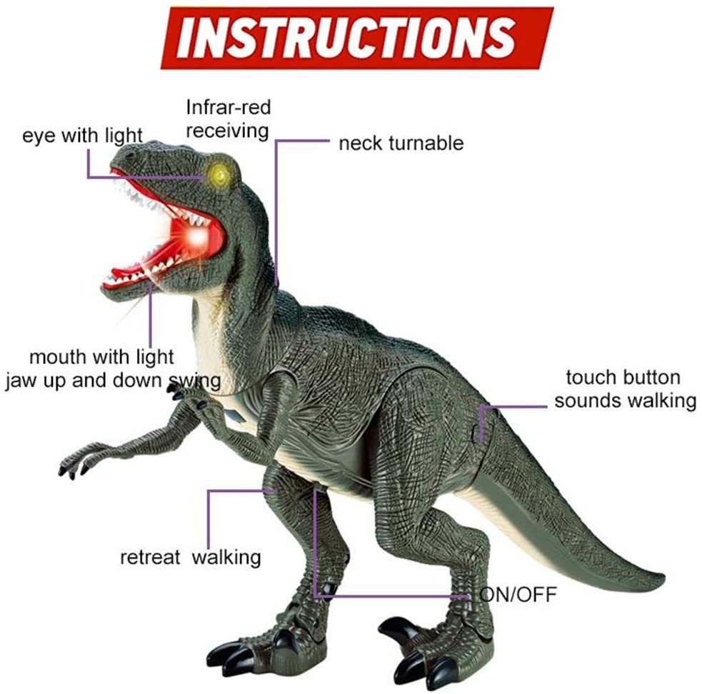 Juguete de control remoto de animal caminante de simulación de dinosaurio eléctrico