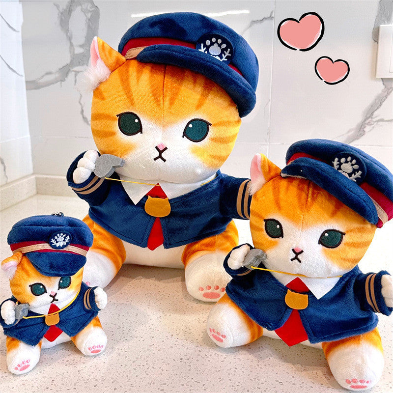 Cute Train Conductor Cat Toy Doll Pendant