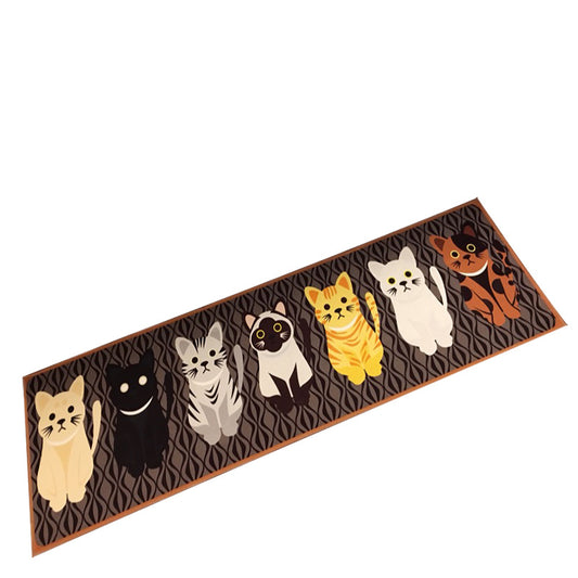 Cute Cat Kitchen Rectangular Rug Anti-slip Bedroom Bedside Bed Front Mat Pattern Ultra-thin