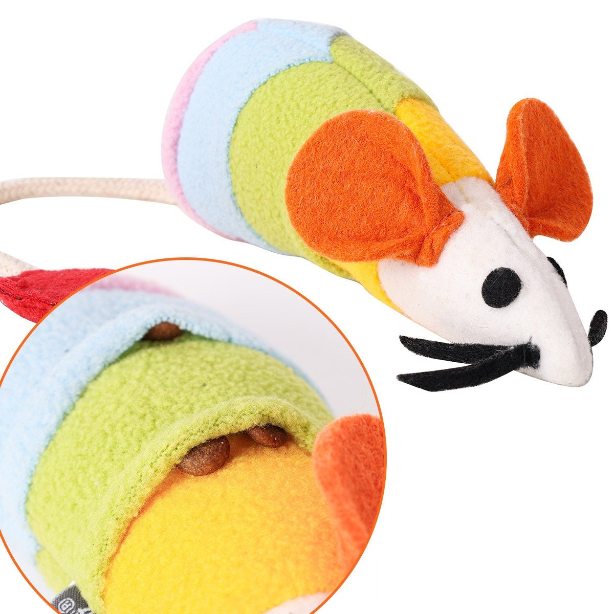 Rainbow Mouse Pet Tease Cat Plush Bite Resistant Toy