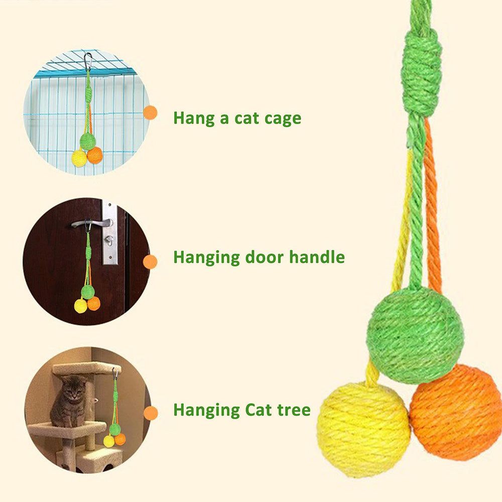 Bola rascadora para gatos, rascador masticable para gatitos, pelota interactiva masticable con cuerda de sisal para gatos, pelota rodante para gatos, juguete para rascar, para gatitos de interior, cachorro, gato, mascota