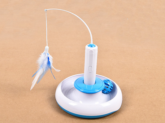 Yili electric pettoys 360 degree rotation interactive toycat turntable can reprovision feathers