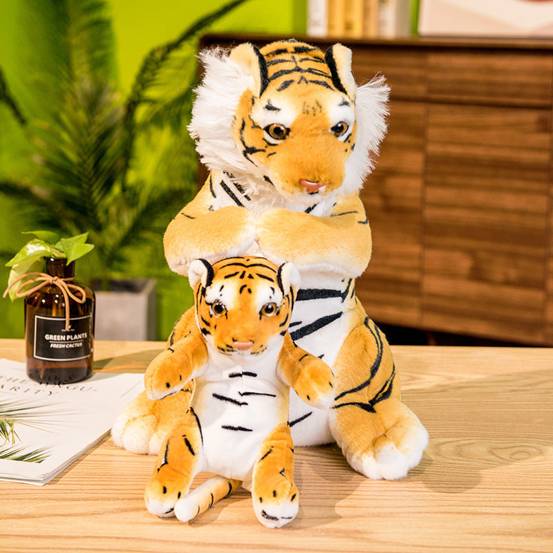 Juguete de peluche de tigre de simulación de animales del bosque, suave y lindo