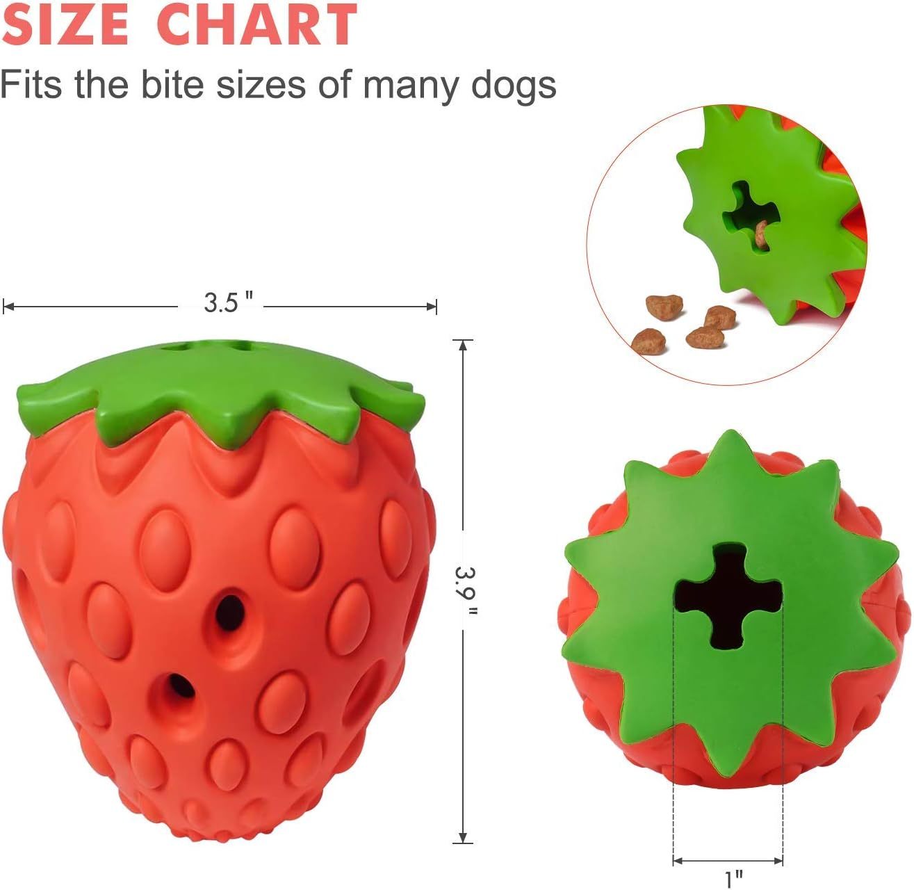 Lindo y resistente juguete masticable para perros de fresa para masticadores agresivos que satisface las necesidades de masticación y alimentación con funcionalidad de entrenamiento IQ 