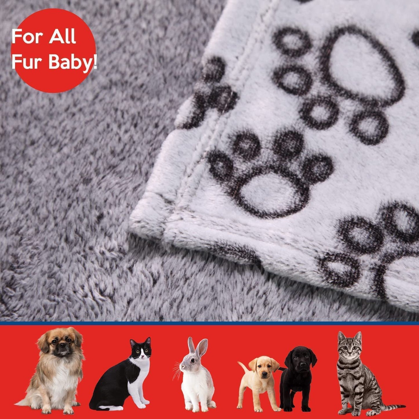 Soft High Quality Pet Blanket Grey Paw Dog Blanket Washable Pet Mat Warm And Comfortable Blanket For Cat Dogs