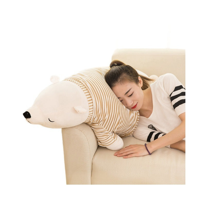 Oreiller long en coton pour enfants, jouet en peluche ours polaire