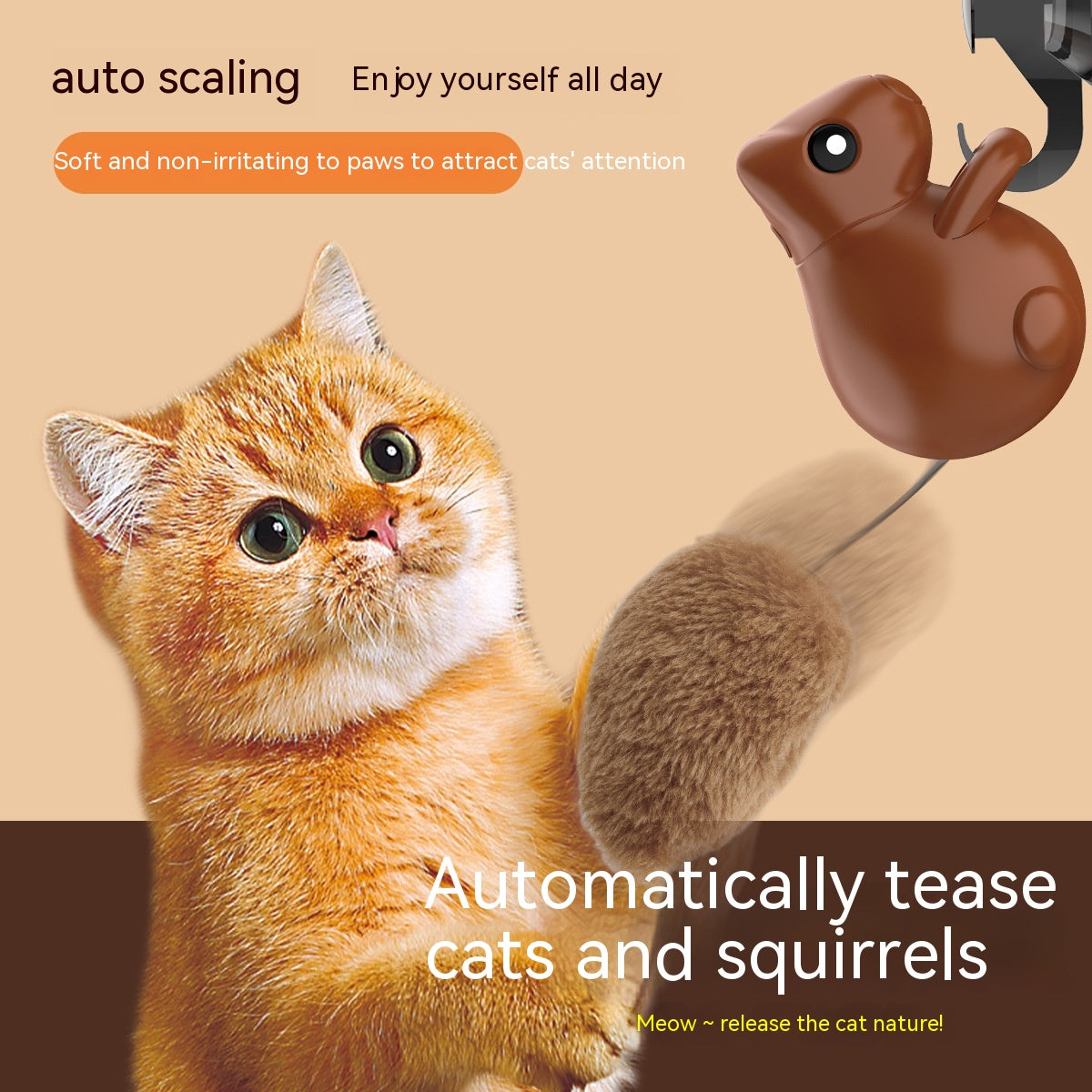 Smart Cat Teaser Toy Ardilla Carga USB