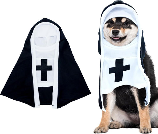 PET SHOW Nun Dog Costume For Small Medium Dogs Halloween Cosplay Outfit Black White Cloak Dress Up Pets Apparel Holiday Party Clothes Boys Girls