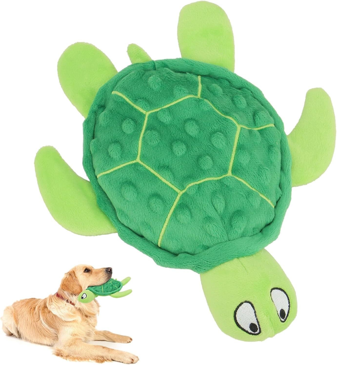 Squeaky Sea Turtle Plush Dog Toy - Durable, No Stuffing, Interactive Chew Toy For Small Dogs - Relieve Anxiety, Teething, And Keep Them Busy For Puppy