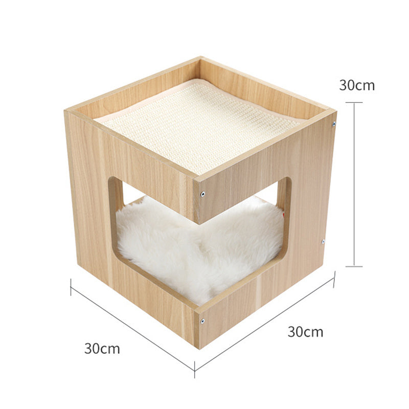 Nid pour chat en sisal avec autocollants double couche en bois massif sans trace