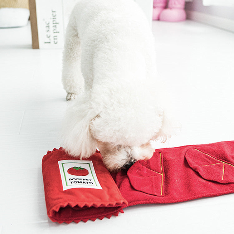 Juguete educativo para perros con tomate enlatado, juguete para olfatear alimentos con fugas