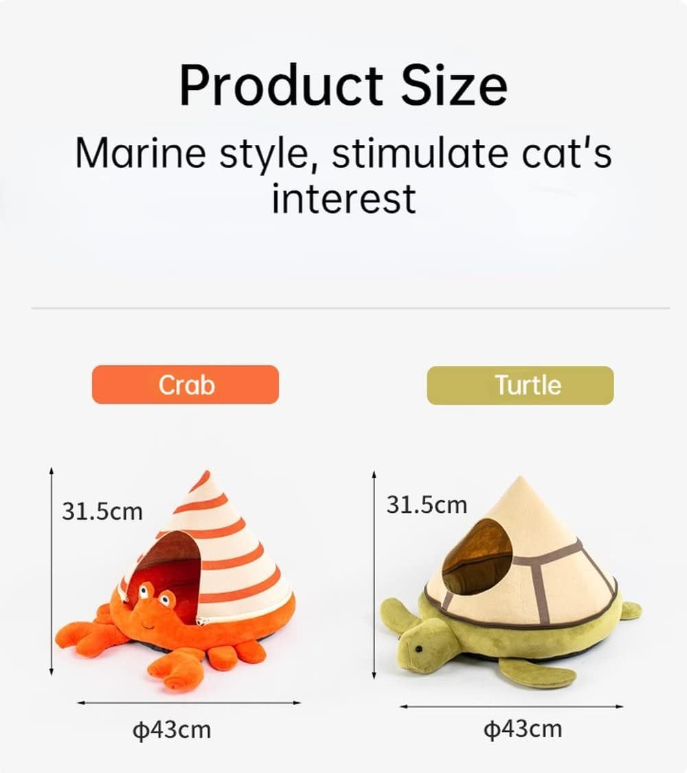 Nid pour chat en forme de tortue de crabe, canapé-lit pour chat, mignon et confortable, maison pour chat, quatre saisons, lit doux pour animaux de compagnie, adapté aux petits chats et chiens