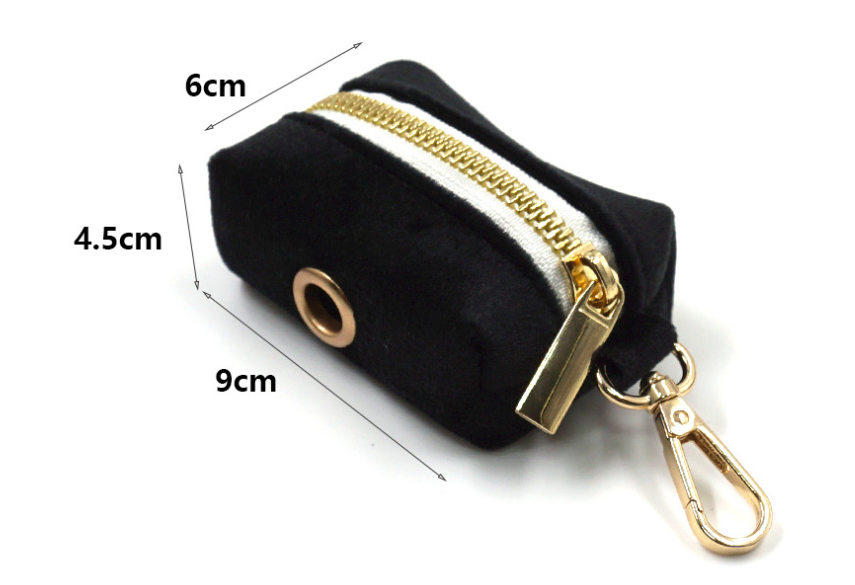 Black Velvet Gold Buckle Pet Collar Traction Rope Bow Poop Bag Four-piece