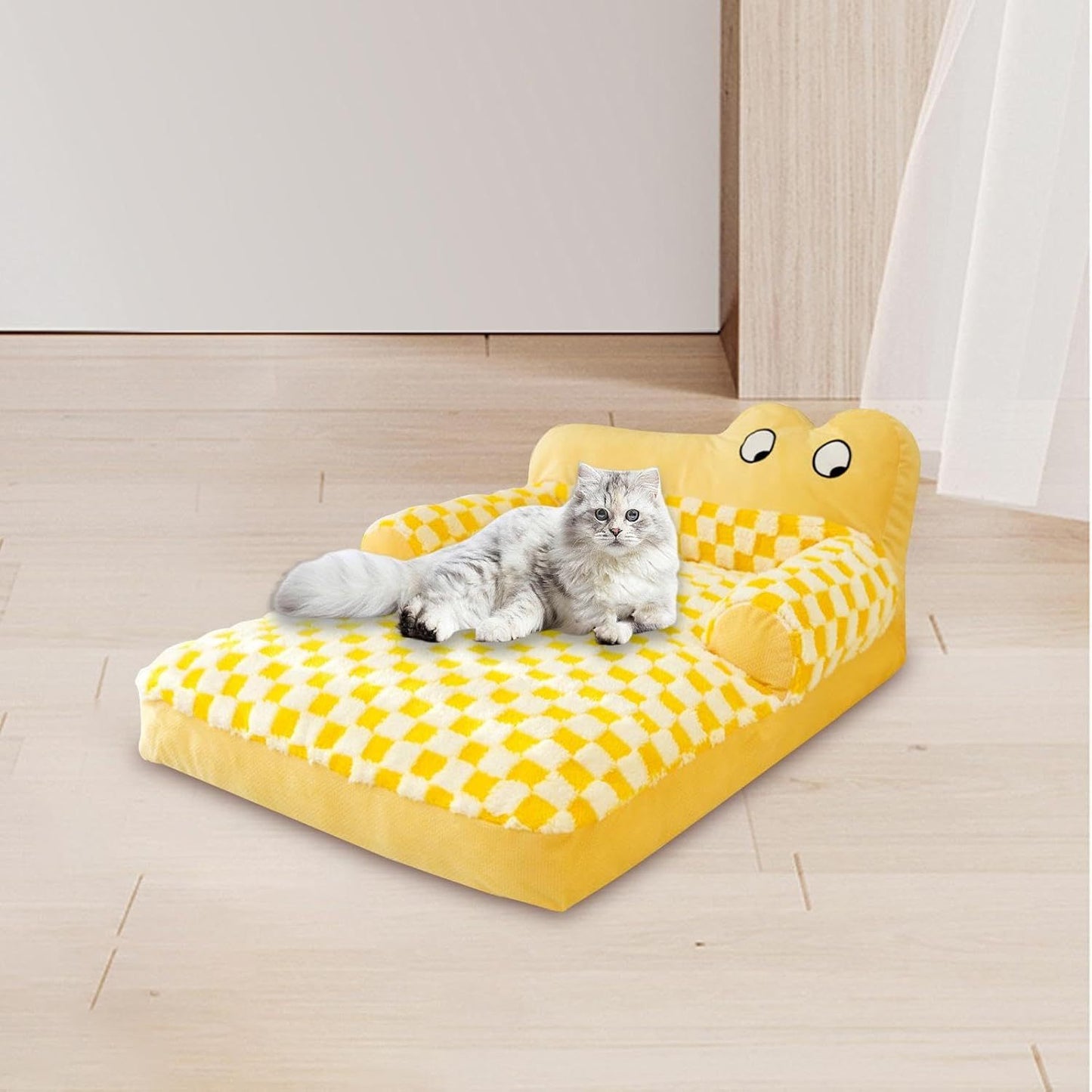 Canapé en peluche pour chien et chat, lavable, antidérapant, confortable, coussin doux et chaud pour jouer