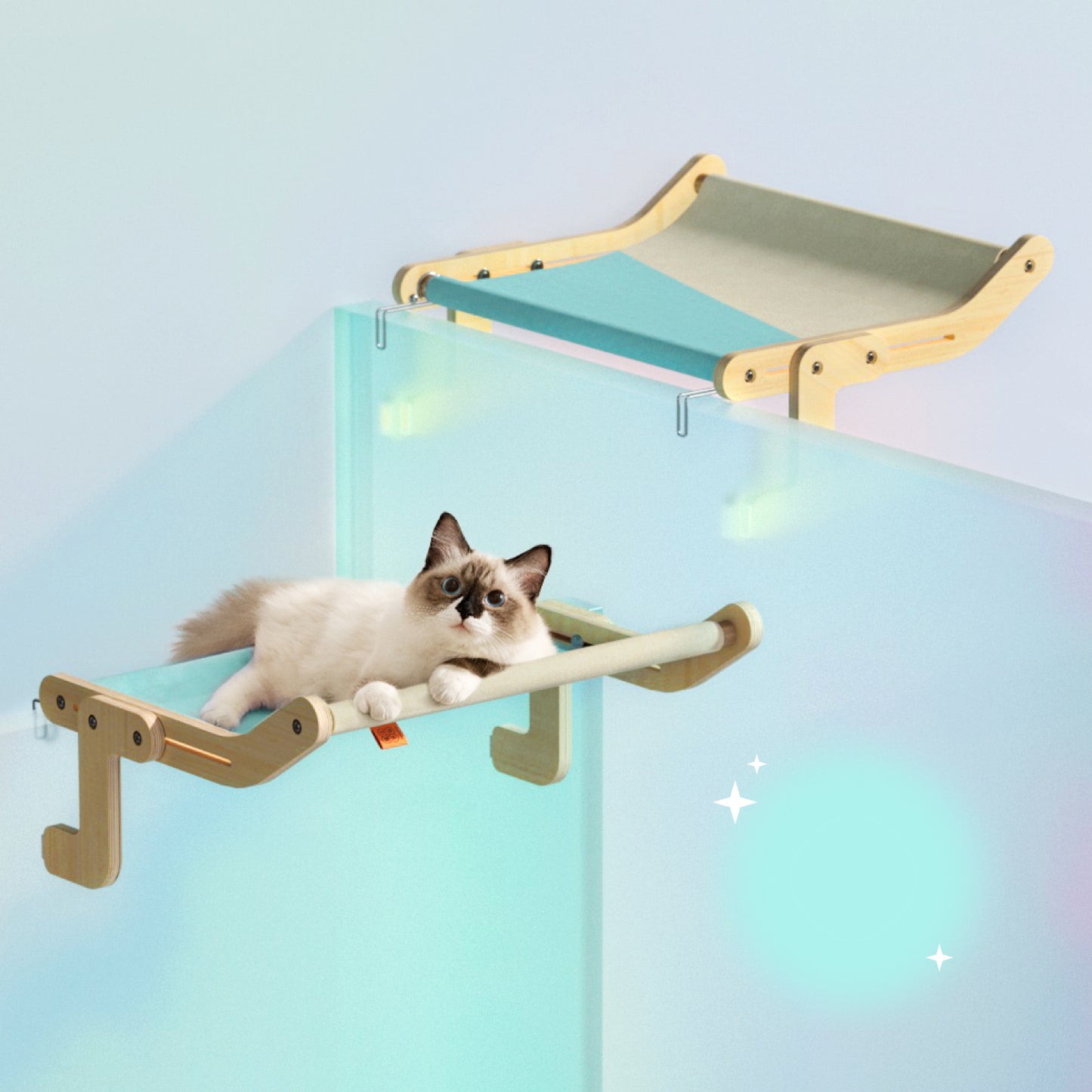 Mewoofun - Percha para ventana para gatos, 4 colores, madera, para colgar, lona de algodón, fácil de lavar, madera contrachapada multicapa, nuevo, envío directo