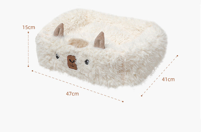 Lit pour animaux de compagnie en alpaga, lit chaud pour chat et chien en peluche