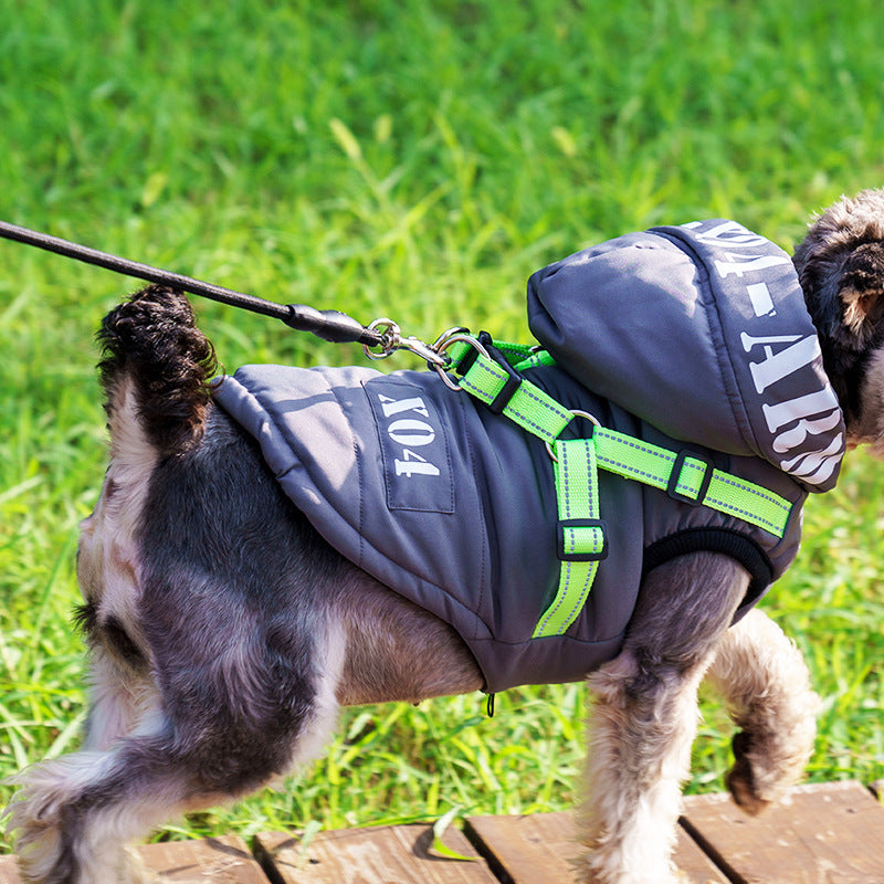 Vêtements d'hiver pour chien avec doublure polaire, veste épaisse et imperméable à capuche