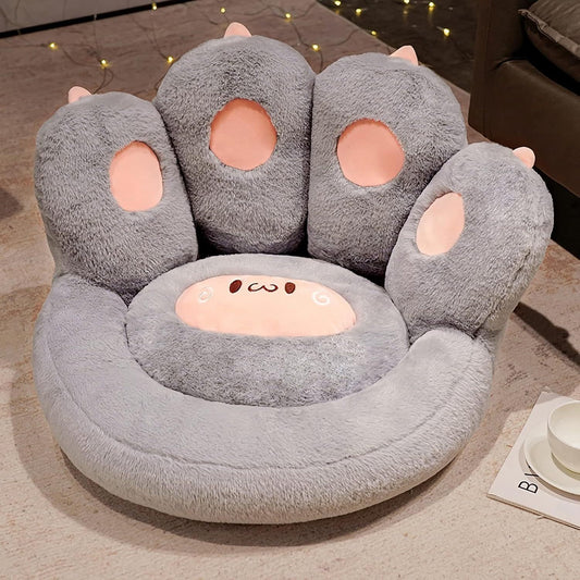 Lindo cojín de asiento con forma de pata de gato, cojín de suelo con peluche de oveja desmontable para silla de jugador, almohada de lectura y sofá de ocio para comedor, oficina, dormitorio, cojín de silla