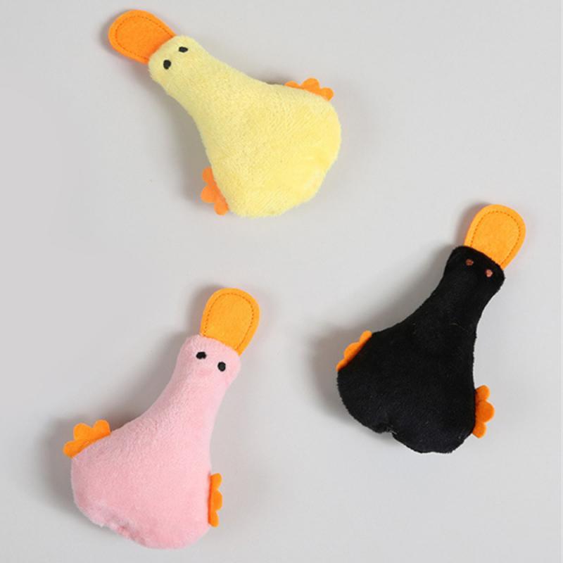 Jouets pour animaux de compagnie en forme de canard mignon, jouet en peluche pour chien et chat, jouet couineur pour chien, jouet à l'herbe à chat, jouet à mâcher pour petits et grands chiens, accessoires de dressage