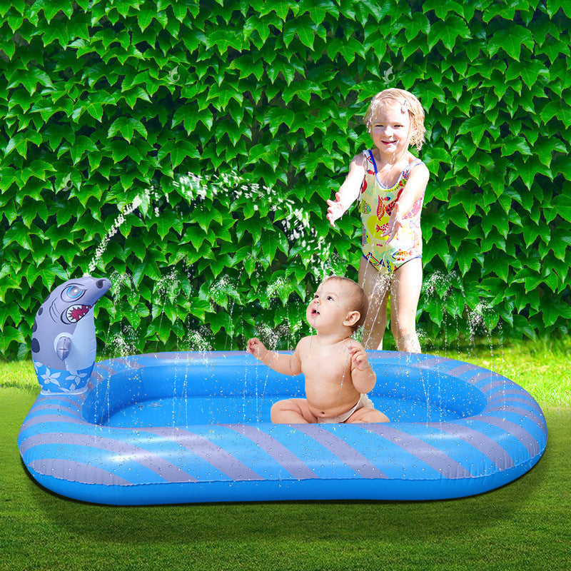 Piscina con rociador de agua de dinosaurio para niños, tapete de juego para mascotas, juguete de juego de agua, piscina de tiburones