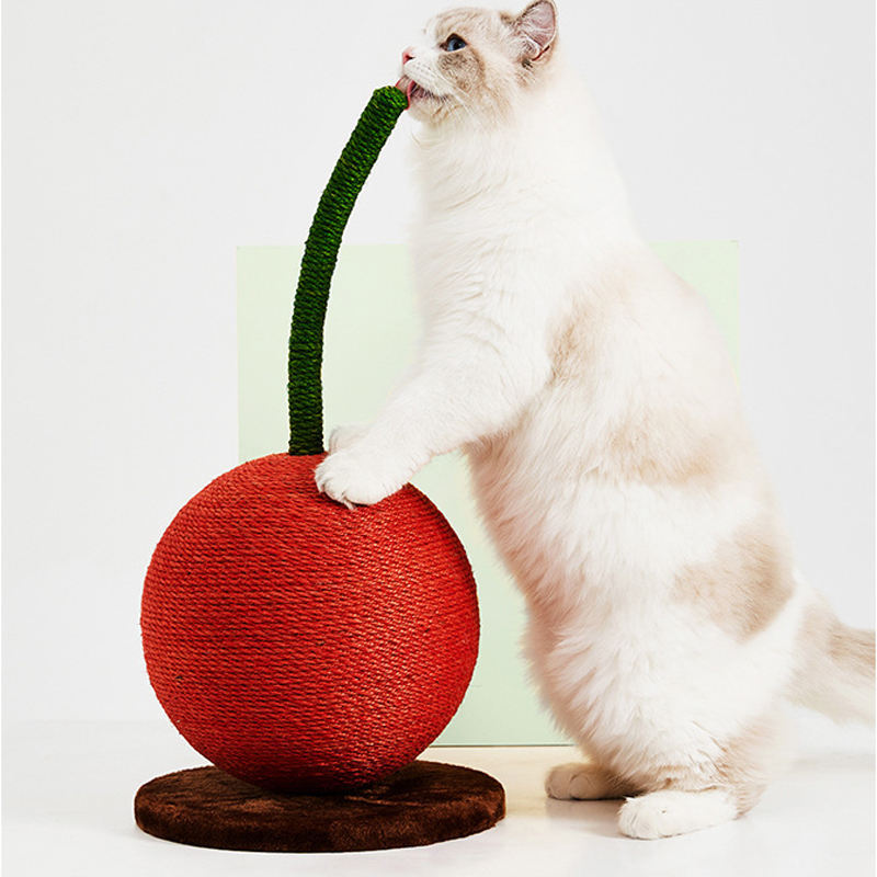 Jouet à fruits grimpants pour chat en forme de cerise orange