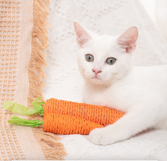 Juguetes para gatos, mordeduras de zanahoria, juguetes de papel, piedras que repican, palitos para gatos, palitos para rechinar los dientes, productos interactivos para mascotas 