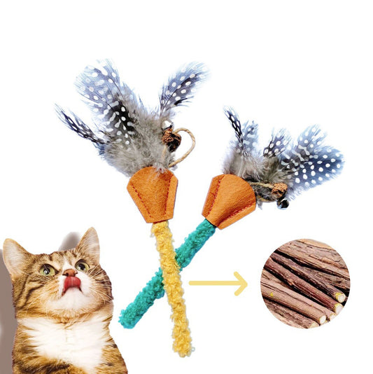 Polygonum Wood Feather Stick For Cat Pet Toy Molar Stick For Gall Fruit Polygonum Wood