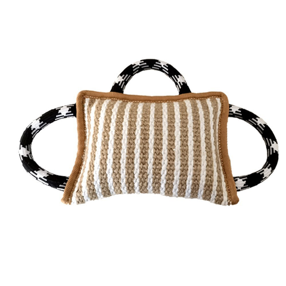 Jouets en corde pour chien Coussin de morsure en jute pour chien avec 3 poignées solides Jouet de tir à la corde pour chien Jouet de traction parfait pour chiens de taille moyenne et grande Formation Jeu interactif