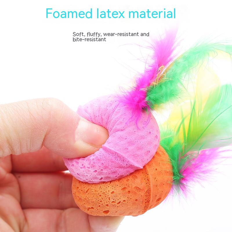 Jouet pour chat de compagnie, balle en Latex, couleur, bande en mousse, plume, Interaction