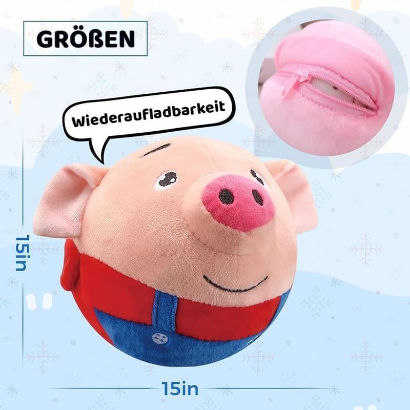 Active Moving Pet Plush Toy 2024 New Squeaky Moving Dog Ball Toy Interactive Dog Puppy Toys Washable Cartoon Pig Plush Sound Electronic Dog Toy Shake Bounce Boredom Talking Toys For Pets