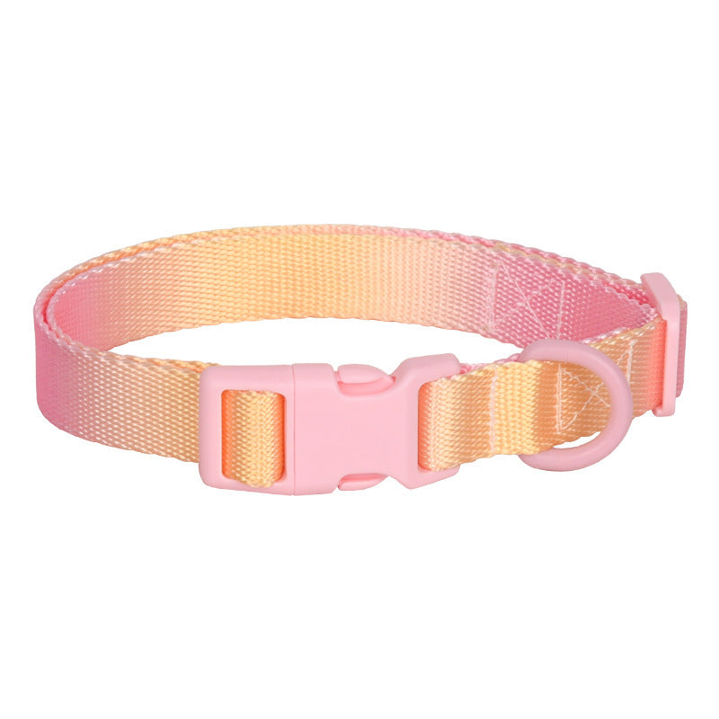 Nylon Dog Collar Adjustable Cat Small Dog Collars Gradient Pet Necklace Fashion Collars Accessories For Small Medium Large Dogs