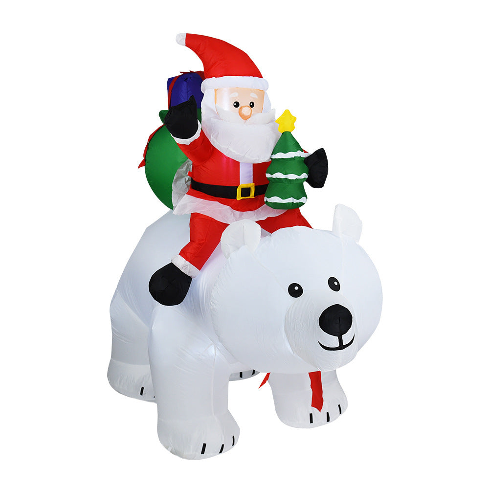 Papá Noel inflable montando oso Polar 2M juguete inflable de Navidad muñeca interior exterior jardín decoración de Navidad