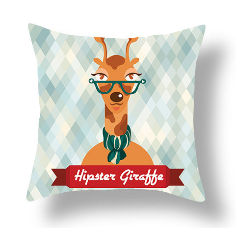 Housse de coussin imprimée en peluche courte, Animal Creative Home