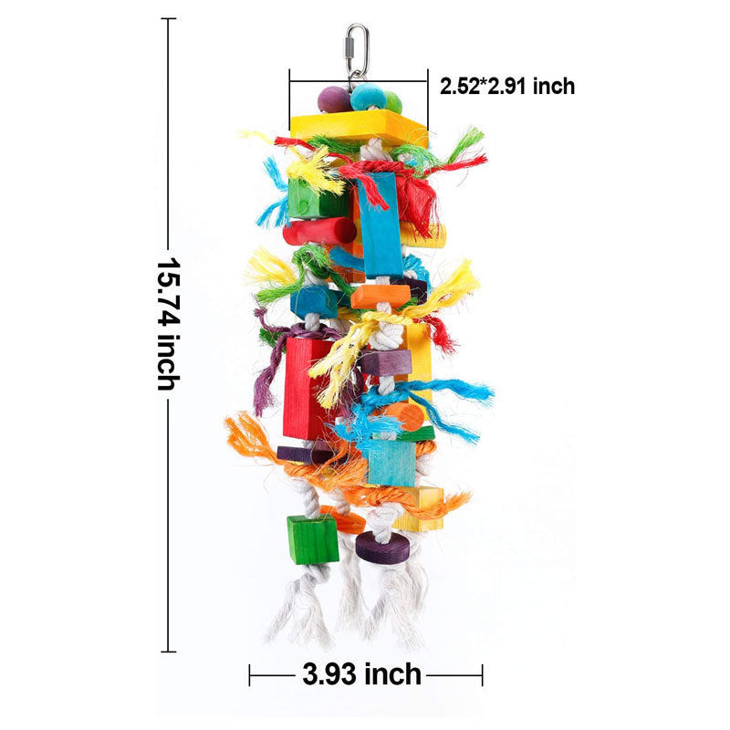 Jouet à grignoter de couleur en bois, oiseau perroquet moyen et grand