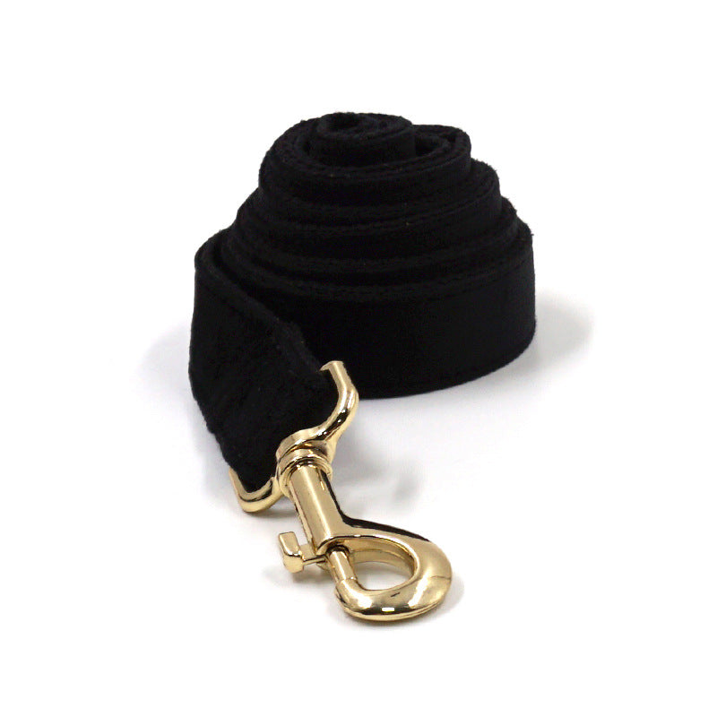 Black Velvet Gold Buckle Pet Collar Traction Rope Bow Poop Bag Four-piece