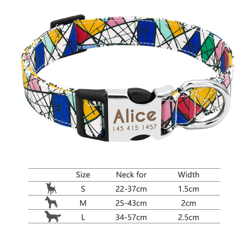 Collar de perro de nailon ajustable, identificación personalizada para perros y gatos