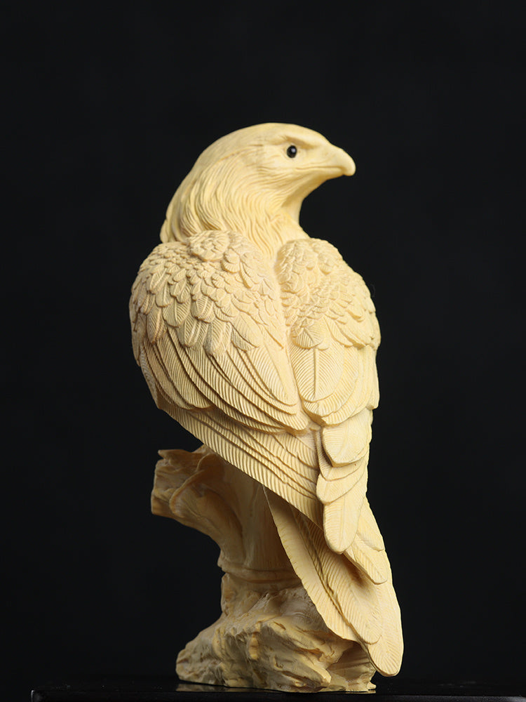 Boxwood Carving Ornaments Eagle Animal Exhibition Grand Plan Home