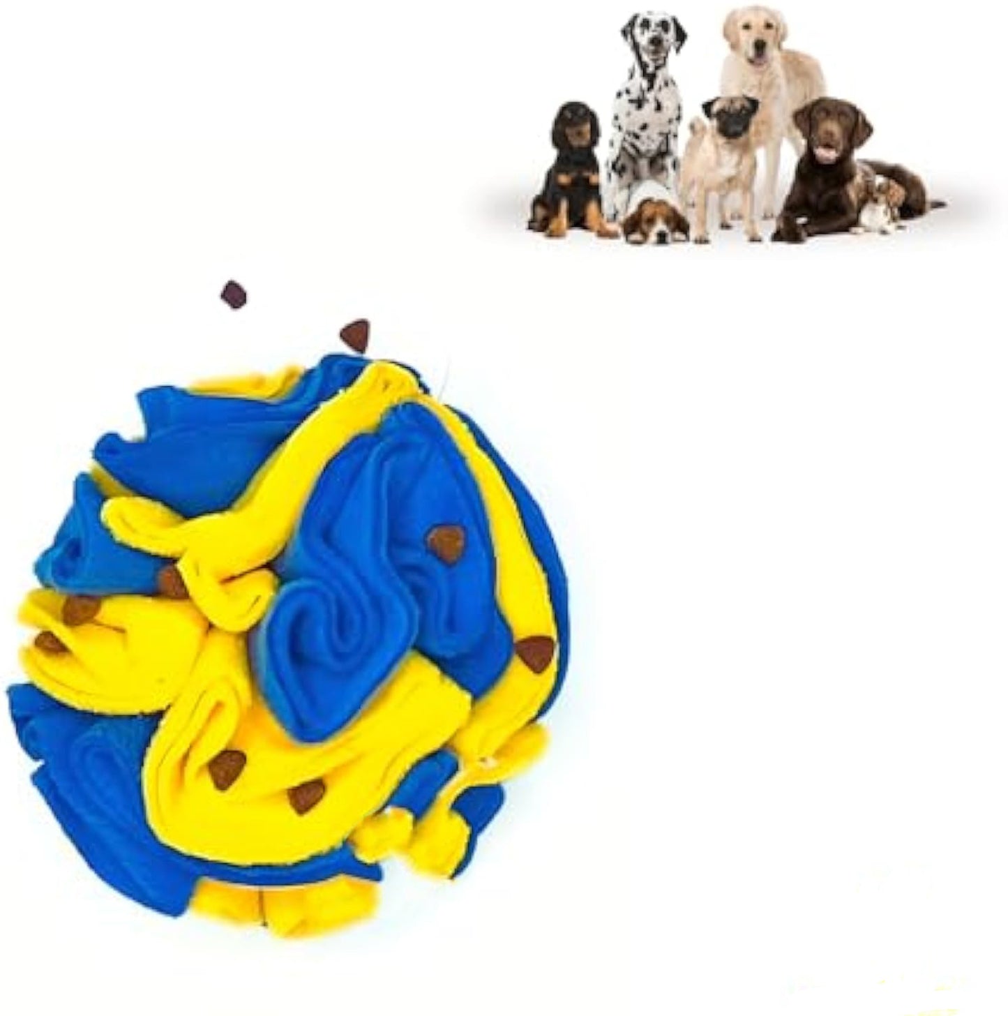 Interactive Toy Foraging Dog Puzzle Ball - Dog Enrichment Toys Vibrant Yellow And Blue Optimal Visual Stimulation Toys For Blind Dogs Snuffle Ball For Dogs